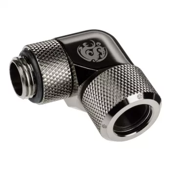 Adapteris 90° BitsPower Advanced Multi-Link G1/4 colio AG prie 12 mm OD kieto vamzdelio, pasukamas