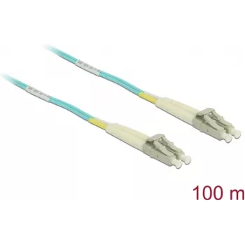 Skaidulinis tinklo kabelis Delock LC Duplex Multimode OM3 100m Juodas
