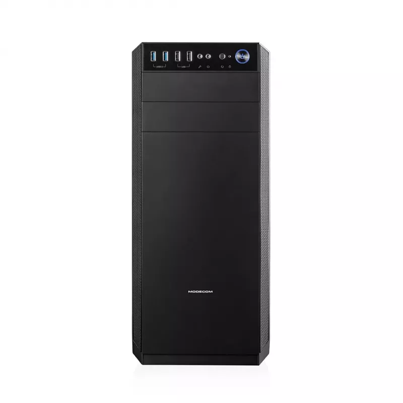 Korpusas MODECOM Oberon Pro Midi Tower – juodas, ATX/microATX/ITX, 7 lizdai, iki 395 mm GPU, 5 HDD/3 SSD vietos