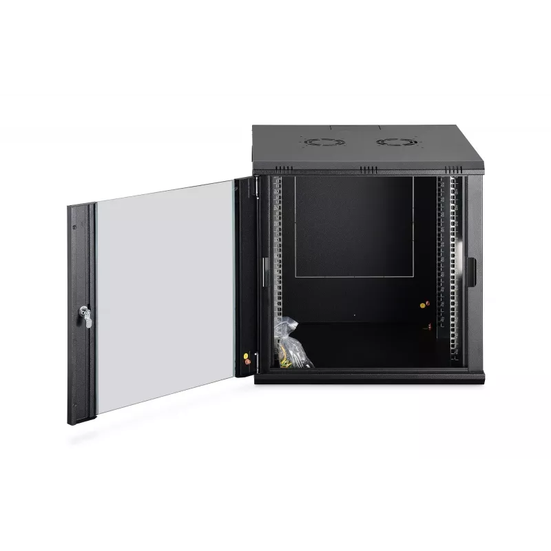 Sieninis tinklo spintas DIGITUS Dynamic-N DN-37111 — 12U, 600x600 mm, IP20, spynelė