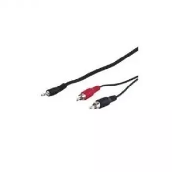 Wentronic Goobay 3,5 mm lizdo / RCA adapterio laidas HQ, juodas, 5 m - 3,5 mm kištukas (3 kontaktai, stereo) > 2x RCA kištukas (audio kairė/dešinė) (51651)