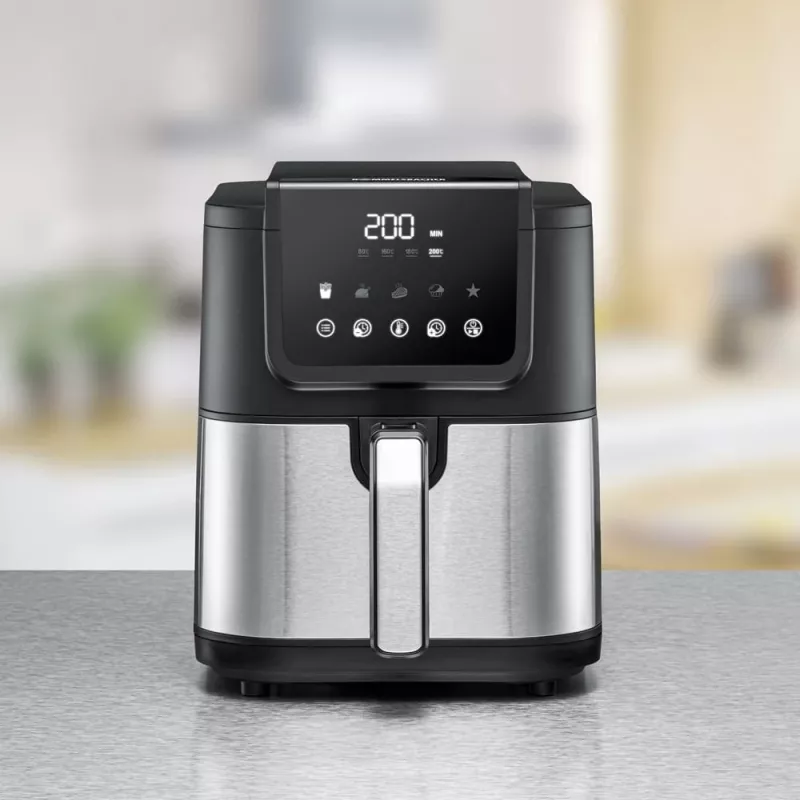 Karšto oro gruzdintuvė Rommelsbacher FRH 1500 — 5 l, 1500 W, nerūdijantis plienas/juoda
