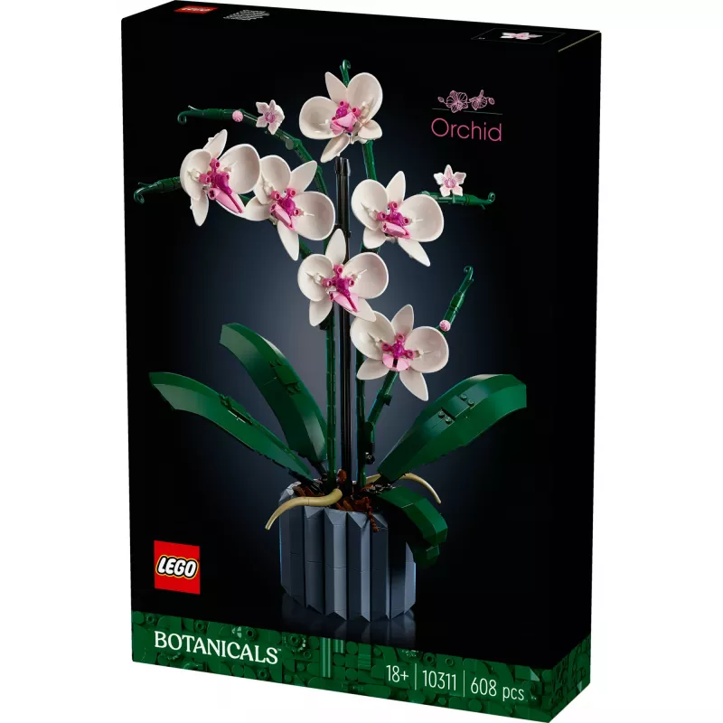 LEGO 10311 Icons Orchid – Dirbtinio augalo konstruktorius su gėlėmis, namų dekoro aksesuaras suaugusiems, Botaninė kolekcija, dovana vyrui ar žmonai