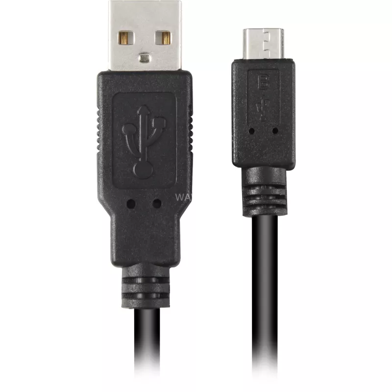 USB 2.0 kabelis, USB-A kištukas > Micro-USB kištukas juodas, 0,5 metro, dvigubai ekranuotas