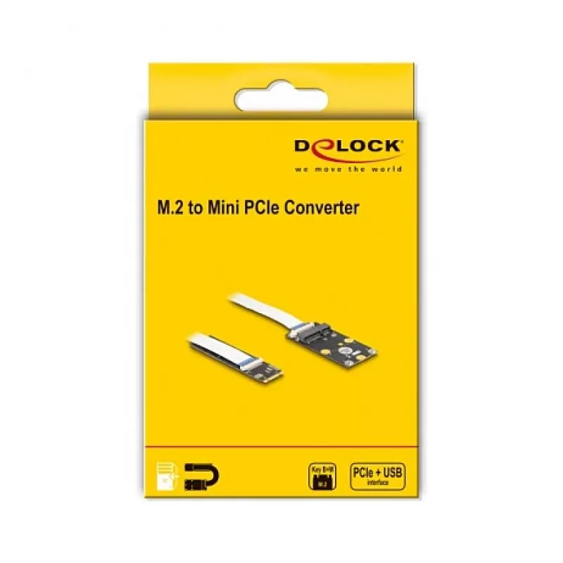 DeLOCK Converter M.2 Key B+M (vyriškas) į Mini PCIe lizdą su lanksčiu kabeliu