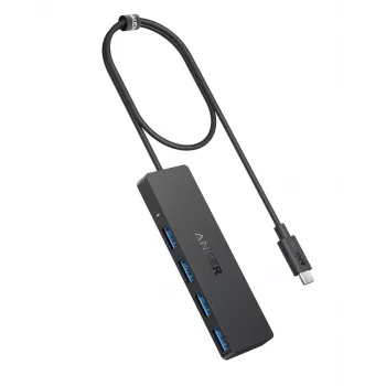 USB šakotuvas Anker Ultra Slim A8309G11 – USB Type-C, 3× USB 3.2 Gen 1 Type-A, kompaktiškas 103×30×10 mm, juodas
