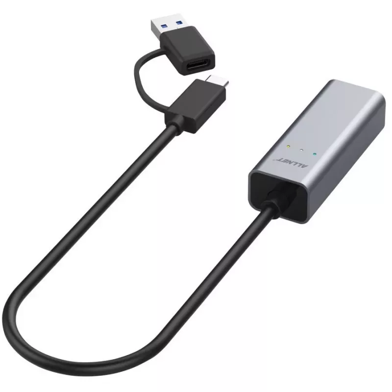 Ethernet adapterius ALLNET ALL-NC-2.5G-USBC_A USB 3.0 Type-C ir Type-A 2,5 Gbps Multi‑Gigabit LAN