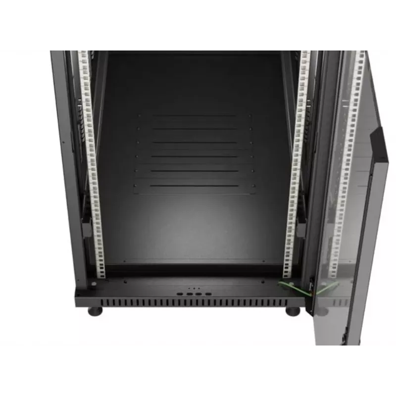 Stovo spinta LANBERG FF01-6222-12B 22U 600x1200 mm juoda su stiklinėmis priekinėmis ir galinėmis durelėmis
