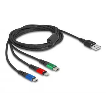 DeLOCK USB įkrovimo laidas 3 in 1 Type-A – Lightning / Micro USB / USB Type-C 30 cm
