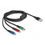 DeLOCK USB įkrovimo laidas 3 in 1 Type-A – Lightning / Micro USB / USB Type-C 30 cm
