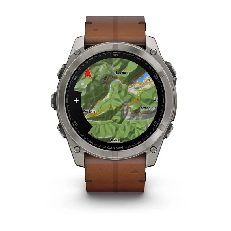 Garmin Fenix 8 3.56 cm (1.4 inch) AMOLED 51 mm Skaitmeninis 454 x 454 pikseliai Liečiamas ekranas Titanas Wi-Fi GPS (palydovas)
