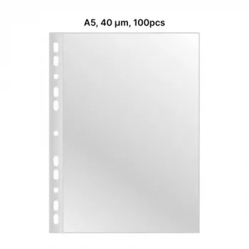 AD Class perforuota kišenė A5 Cristal Clear 40 mikronų, pakuotė 100 vnt.
