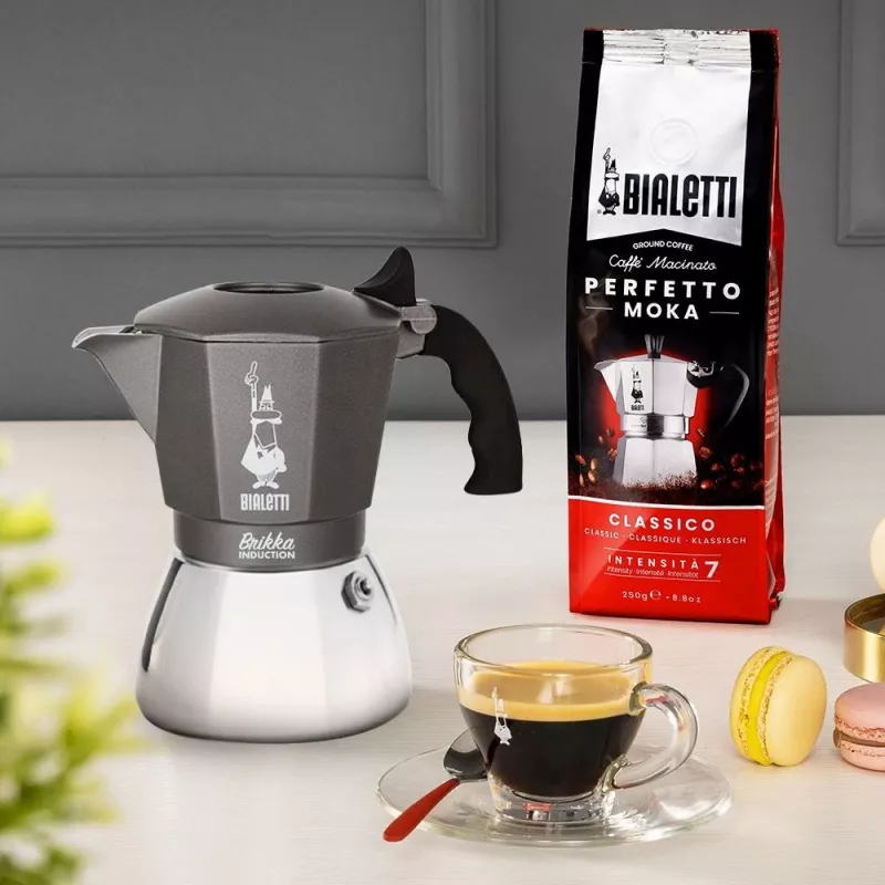 Kavos virimo aparatas BIALETTI BRIKKA INDUCTION 4TZ 180 ml Antracitas, Sidabras
