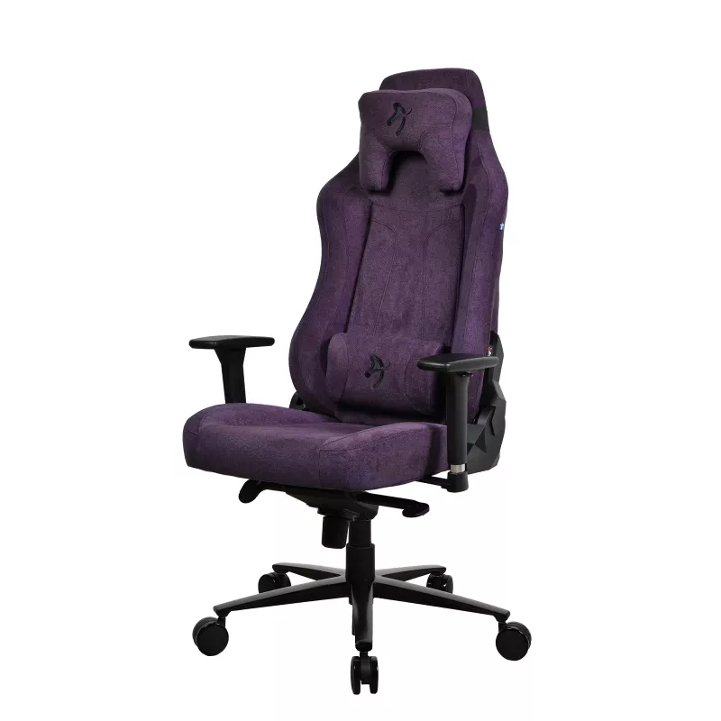 Žaidimų kėdė Arozzi Vernazza SoftFabric Violetinė – ergonomiškas dizainas, reguliuojami porankiai ir aukštis
