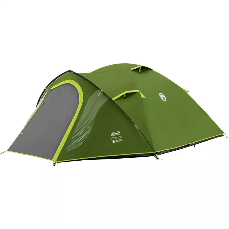 Coleman Dome Tent Darwin 4 Plus Blackout palapinė – 4 vietų tunelinė palapinė su prieangiu, tamsiai žalia/šviesiai žalia
