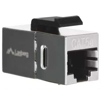 Keystone modulis LANBERG KSF5-3000 — Cat5e F/UTP plokščias kabelis, RJ-45 moteriška, juoda