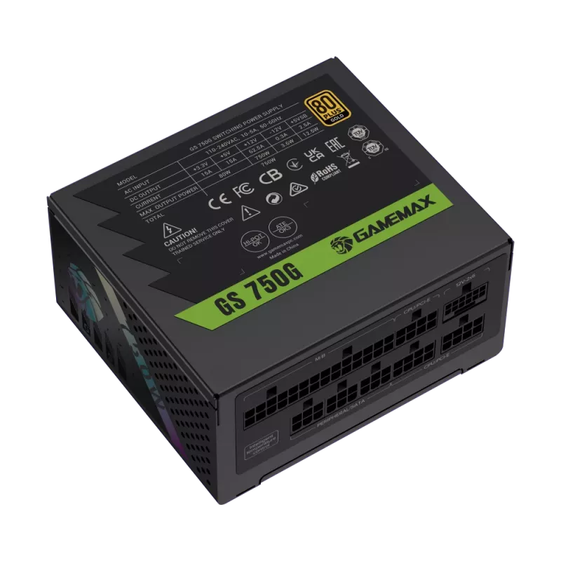 Gamemax GS 750G 750W maitinimo blokas, 80 PLUS Gold, pilnai modulinis