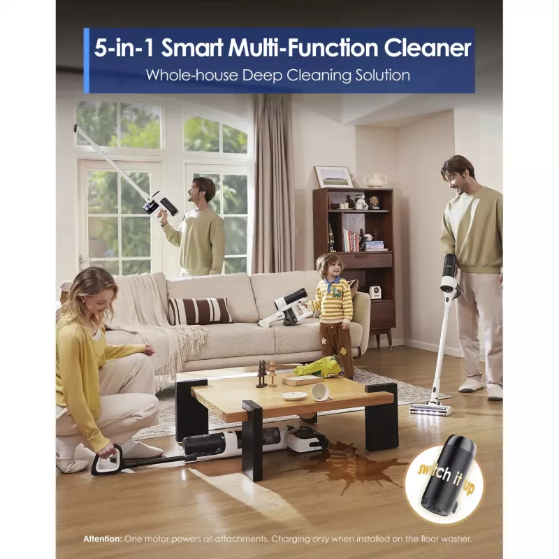 Grindų valiklis Tineco Floor One Switch S6 Stretch Plus White – šlapias-sausas belaidis kietų grindų valiklis
