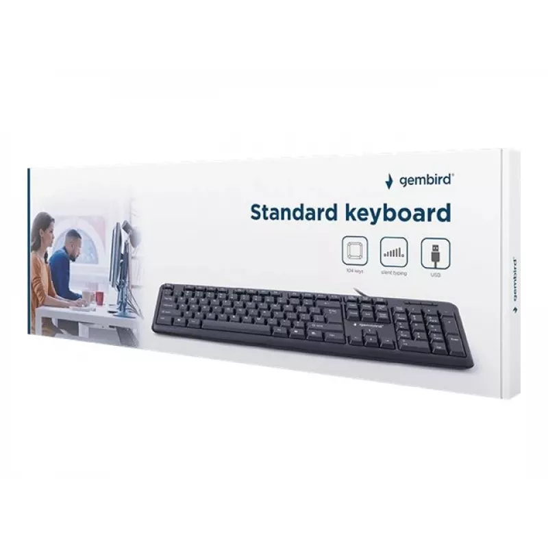 Gembird KB-U-103-RU biuro klaviatūra USB, QWERTY, anglų/rusų, juoda