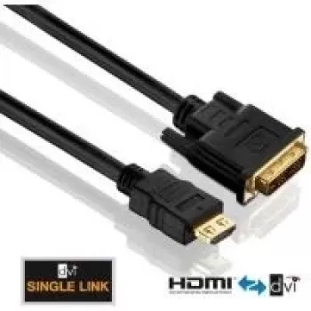 Purelink PureInstall PI3000 vaizdo laidas – Single Link – HDMI / DVI – DVI-D (M) į HDMI (M) – 2 m – triguba izoliacija – juoda
