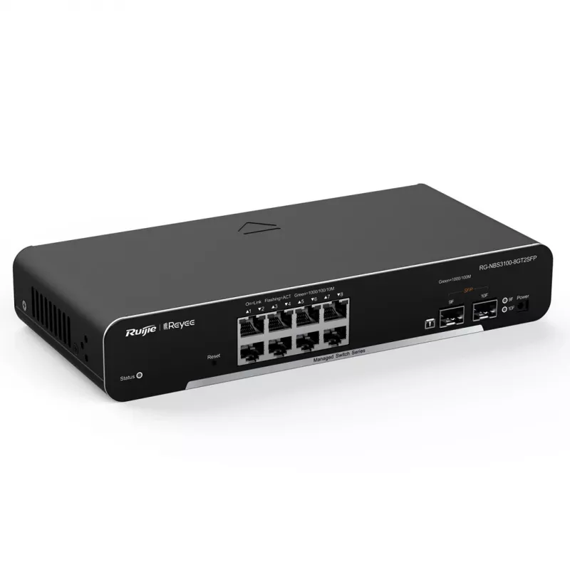 Ruijie Networks RG-NBS3100-8GT2SFP valdomas L2 tinklo jungiklis Gigabit Ethernet (10/100/1000) juodas