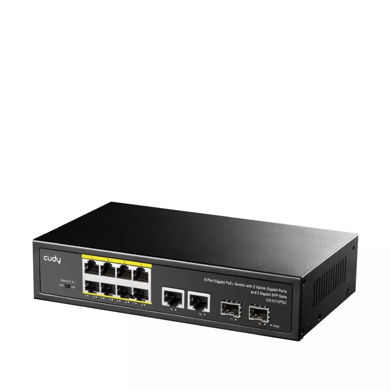 Cudy GS1010PS2 tinklo jungiklis Nevaldomas Gigabit Ethernet (10/100/1000) Power over Ethernet (PoE) Juoda