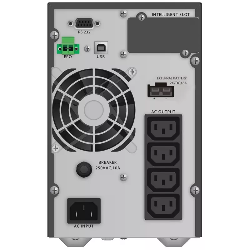 Nepertraukiamo maitinimo šaltinis PowerWalker VFI 1000 TGB — 1 kVA (900 W), dvigubo konvertavimo Online, 4× C13 lizdai, USB, RS-232, EPO
