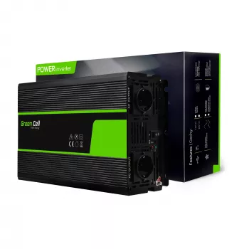 Keitiklis Green Cell INV20, 24 V DC į 230 V AC, 4000 W, 50 Hz, 40 A įėjimas, vidaus, juodas