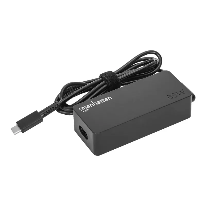 Manhattan USB-C PD įkroviklis nešiojamam kompiuteriui 65W, AC į Type-C adapteris, universalus, juodas