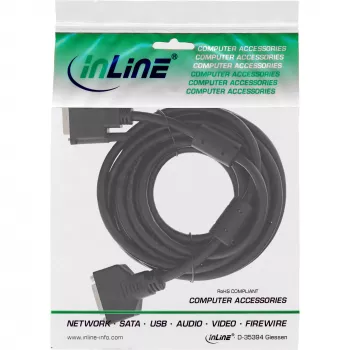 InLine DVI-D kabelis 24+1 M/M, Dual Link, 2 ferito žiedai, 3 m