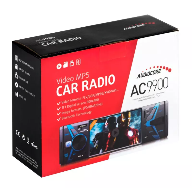 Audiocore AC9900 MP5 AVI DivX Bluetooth laisvų rankų įranga automobilinis grotuvas + nuotolinio valdymo pultas