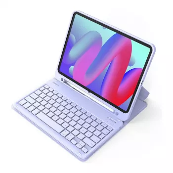 Belaidė Bluetooth klaviatūra Inateck KB04002 — QWERTY, jutiklinė dalis, 280 mAh baterija, violetinė — suderinama su iPad Air 11 colio (6/7 karta)