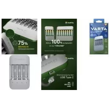 Varta Eco Charger Pro USB įkroviklis NiMH AA/AAA 4 vnt., 1 val., pilkas