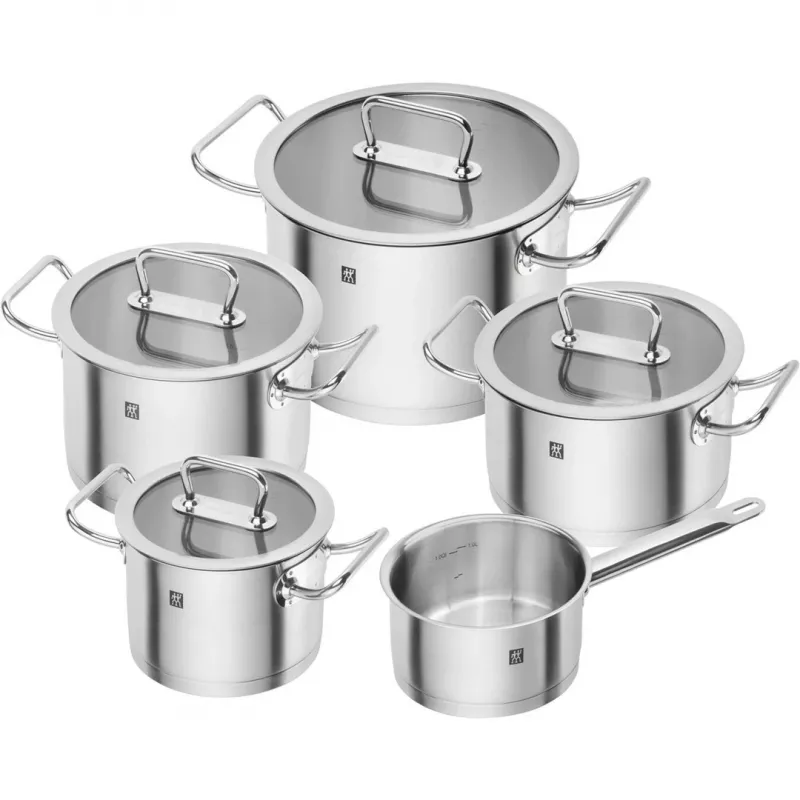 Puodų rinkinys ZWILLING 65120-005-0 – 5 vnt. nerūdijančio plieno puodai su stikliniais dangčiais