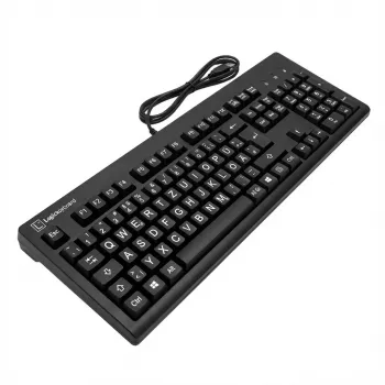 Mechaninė klaviatūra LogicKeyboard XL-Print White on Black TITAN DE PC – vokiškas išdėstymas