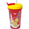 Puodelis su šiaudeliu Room Copenhagen LEGO Iconic Girl Bright Red 500 ml (raudona/geltona)