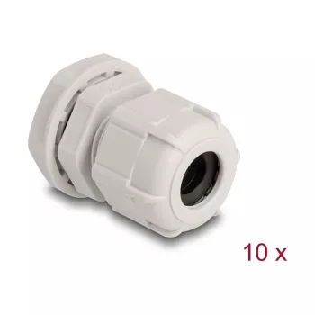 Kabelio įvadas M20 DELOCK, plastikinis, pilkas, pakuotė po 10 vnt.