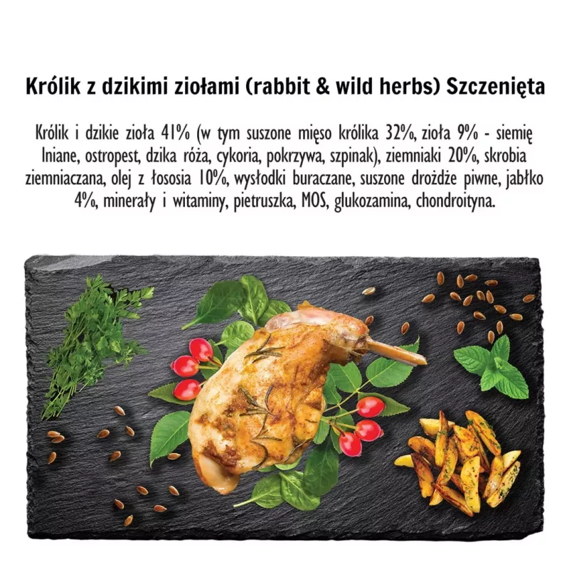 PAKA ZWIERZAKA Puppy Rabbit with wild herbs S - sausas šunų ėdalas - 9 kg