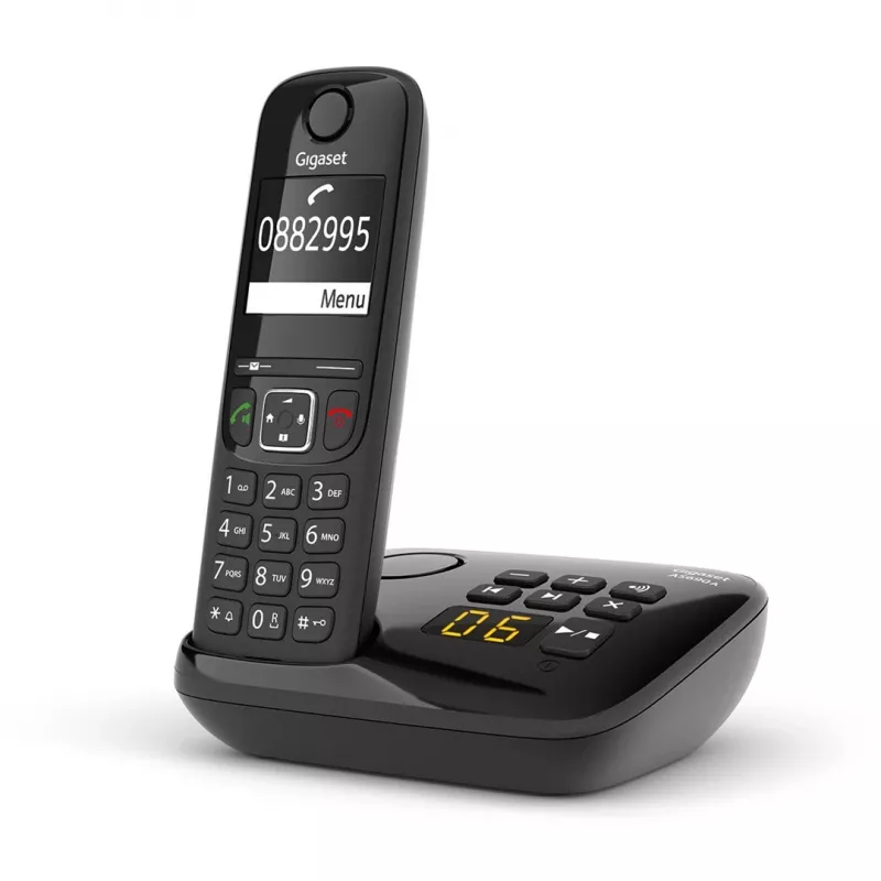 Gigaset AS690A analoginis/DECT telefonas su skambučio numerio atpažinimu, juodas