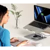 Nešiojamojo kompiuterio stovas Unitek D1109B01 – aliumininis reguliuojamas stovas su atjungiamu USB‑C moduliu, HDMI 4K, PD 100W, 2x USB‑A, RJ‑45, tinka iki 17 colių