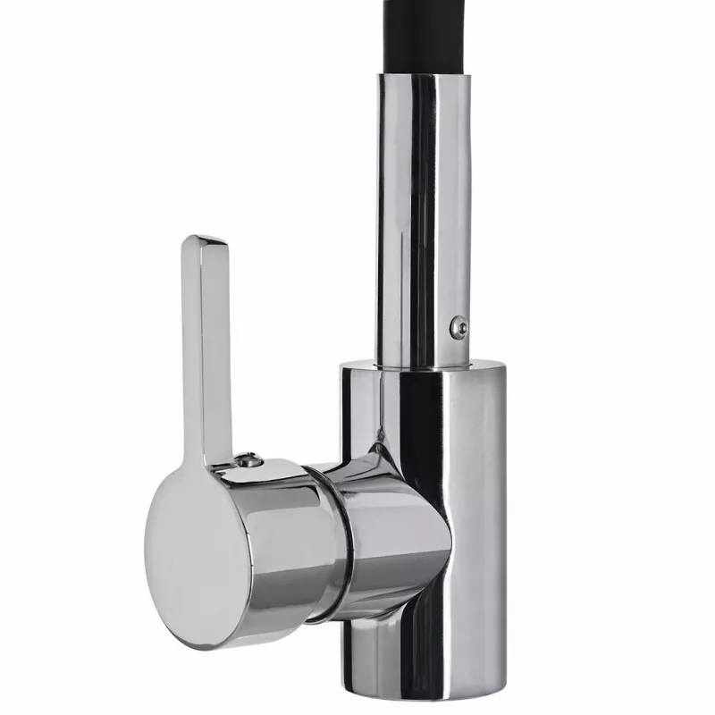 Virtuvės maišytuvas PYRAMIS 090919638 Juodas chromas – vienasvirtis, pasukamas snapelis, 23 cm siekis, 41 cm aukštis