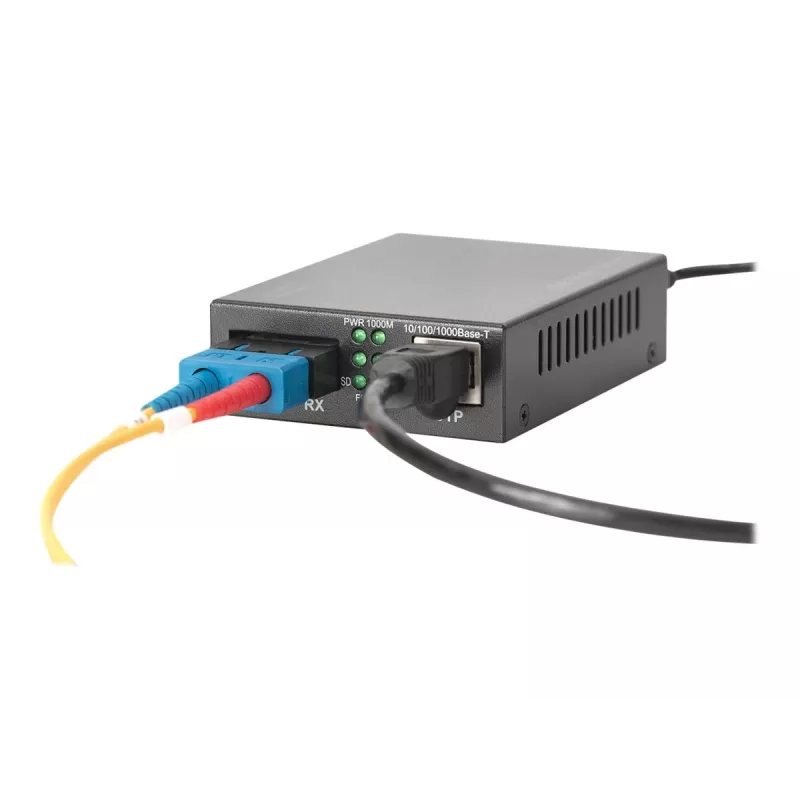 Digitus Gigabit PoE medijos keitiklis, RJ45 / SC, vienmodis, PSE