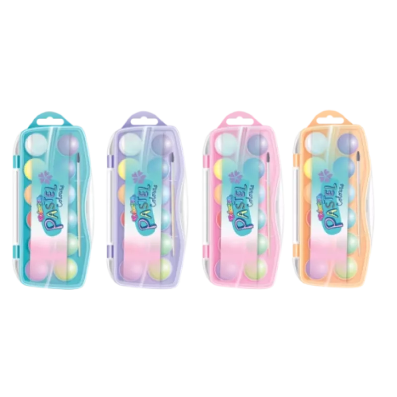 Akvarelės rinkinys Colorino 85443PTR – 12 pastelinių spalvų, kompaktiškas dėklas, mokyklai ir pomėgiams