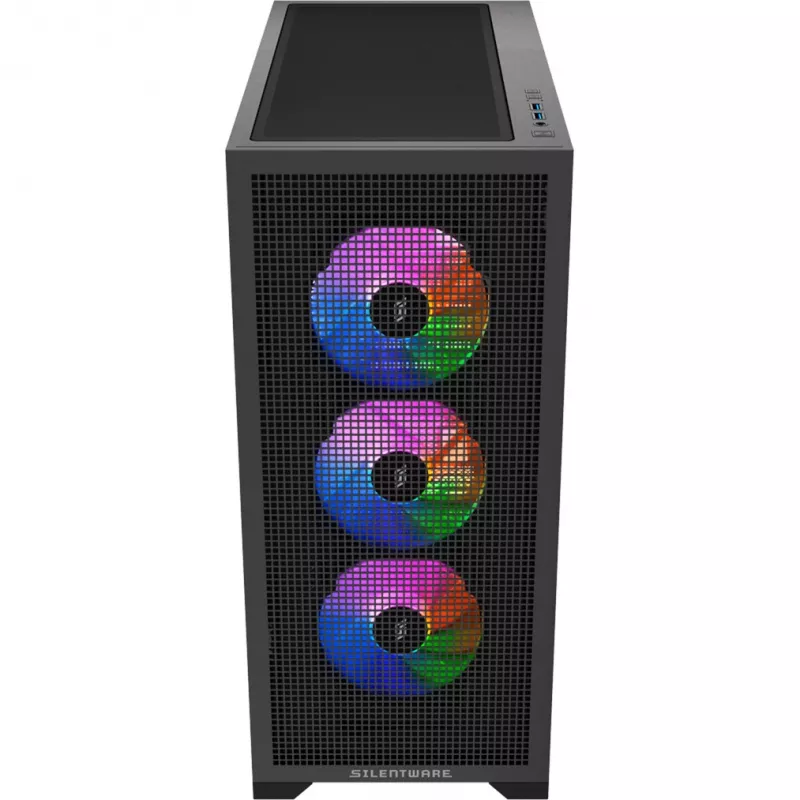 Korpusas Silentware Core 100 A-RGB Juodas — CORE100BLACK, vidutinis bokštas, A-RGB apšvietimas