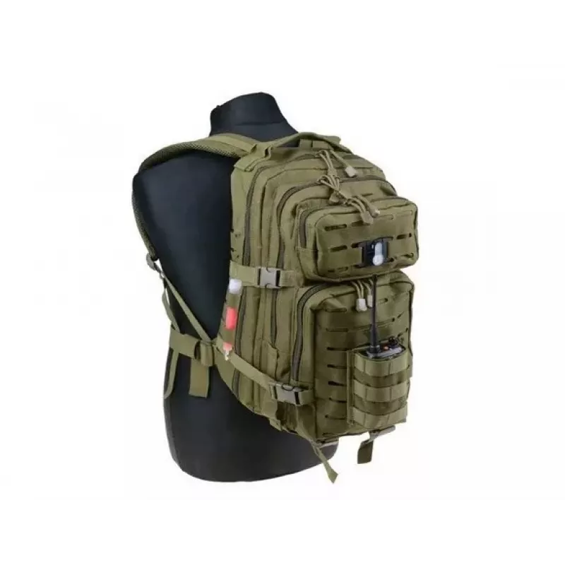 Taktinė kuprinė GFC Assault Pack GFT Olive Green GFT-20-008352, 25 L, nailonas, lazeriu pjaustyta, 450×210×200 mm