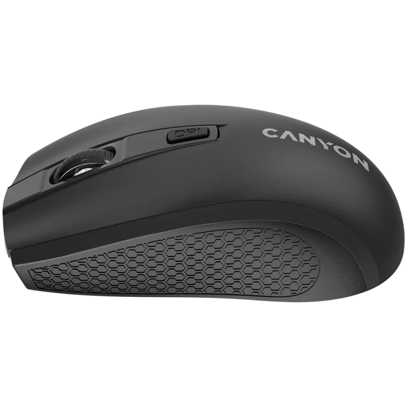 Belaidė pelė CANYON MW-7, 2.4 GHz, 6 mygtukai, DPI 800/1200/1600, su 1 AA baterija, 110×60×37 mm, 58 g, juoda