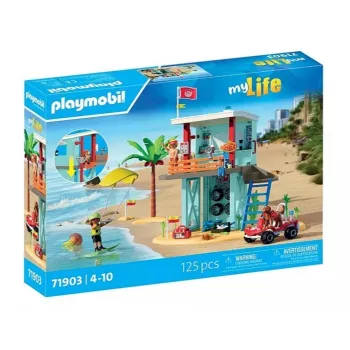 Žaidimų rinkinys PLAYMOBIL Gelbėjimo bokštas ir paplūdimio buggy 71903 – bokštas su buggy