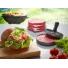 GEFU 89419 mėsainio presas, plastikas, Ø 11,8 cm, aukštis 93 mm, pilka/juoda