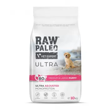 RAW PALEO Ultra Pork Medium & Large Puppy - sausas šunų ėdalas - 10kg