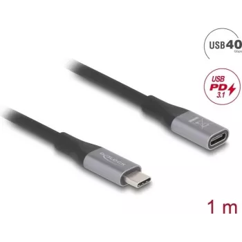 Delock USB-C prailginimo laidas 24 pin USB-C (M) į 24 pin USB-C (M) 1,0 m juodas/pilkas (81201)